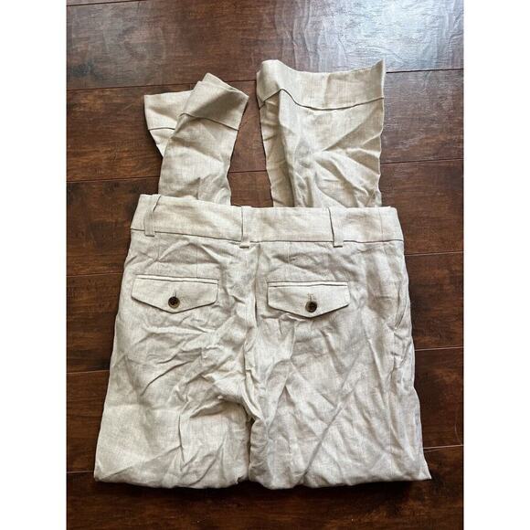 J. Crew Cafe Trouser Beiger Straight Leg 100% Linen NWT Size Petite 2 - Picture 7 of 7